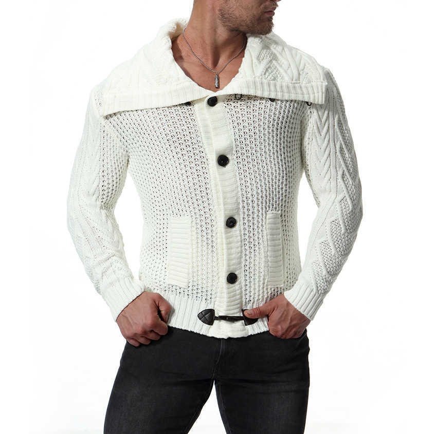 Fashion Thick Sweaters Cardigan Coat Men Slim Fit Jumpers Knit Zipper Warm Winter Business Style Men Clothes 210820