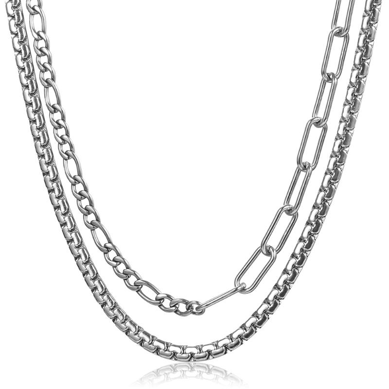 Pendant Necklaces 2 Layers Hip Hop Cool Set Silver Color Paperclip Figaro Chain For Men Women Stainless Steel Gifts DS25
Pendant Necklaces 2 Layers Hip Hop Cool Set Silver Color Paperclip Figaro Chain For Men Women Stainless Steel Gifts DS25