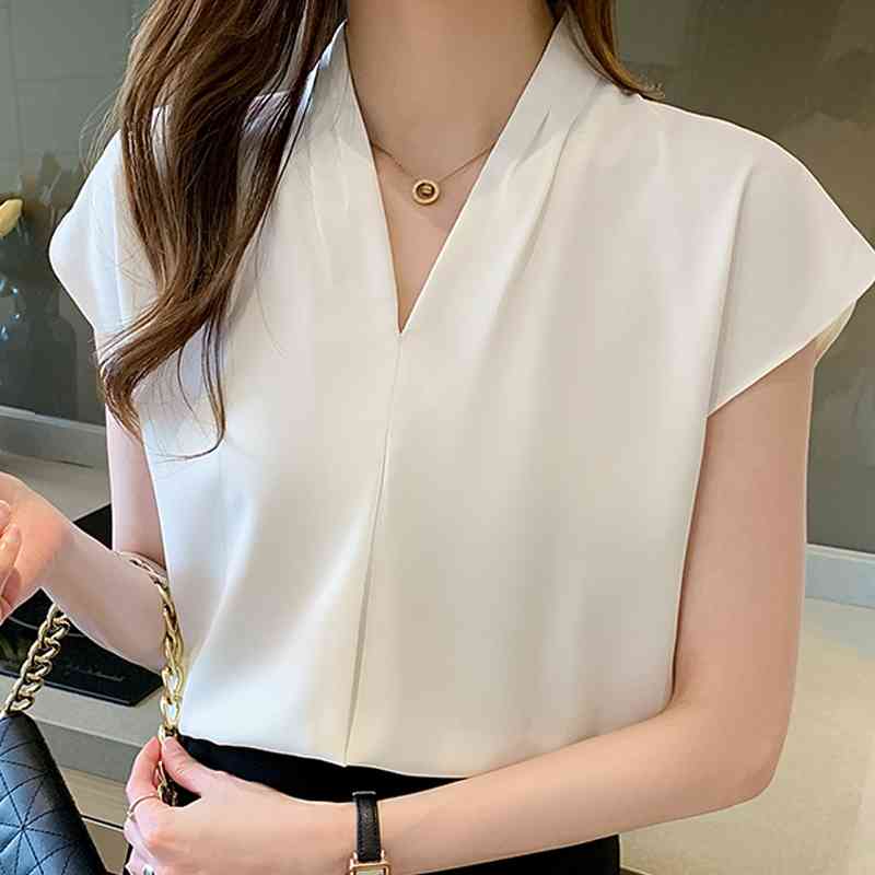 Women Blouses Femme Short Sleeve White Blouse Women Tops Blouse Women Blusas Mujer De Moda V-Neck Chiffon Blouse Shirt E686 210602, Black
Women Blouses Femme Short Sleeve White Blouse Women Tops Blouse Women Blusas Mujer De Moda V-Neck Chiffon Blouse Shirt E686 210602, Black
