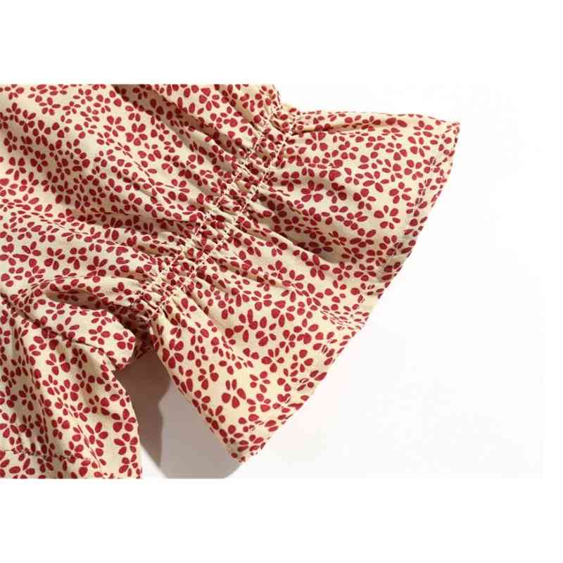 Vintage France style V neck Front Slit Flower Dot Wrap Dress Holiday Woman Tie Bow Lace up Waist Short Sleeve Midi Tea Dresses 210429