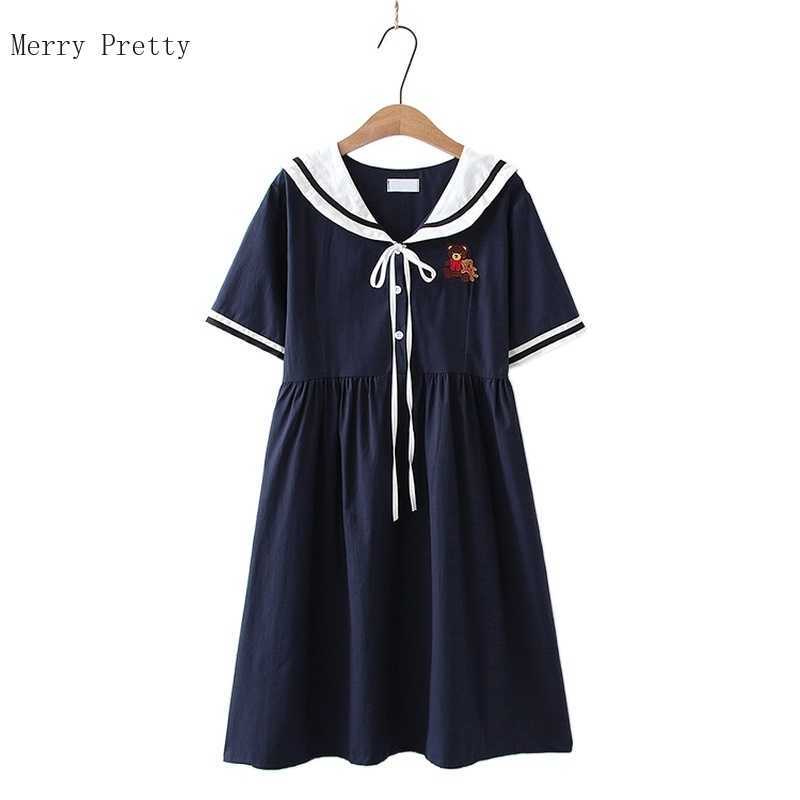 Women Cartoon Bear Embroidery Cotton Dresses Summer Short Sleeve Sailor Collar Striped Knee Length A-line Dress 210526, White
Women Cartoon Bear Embroidery Cotton Dresses Summer Short Sleeve Sailor Collar Striped Knee Length A-line Dress 210526, White