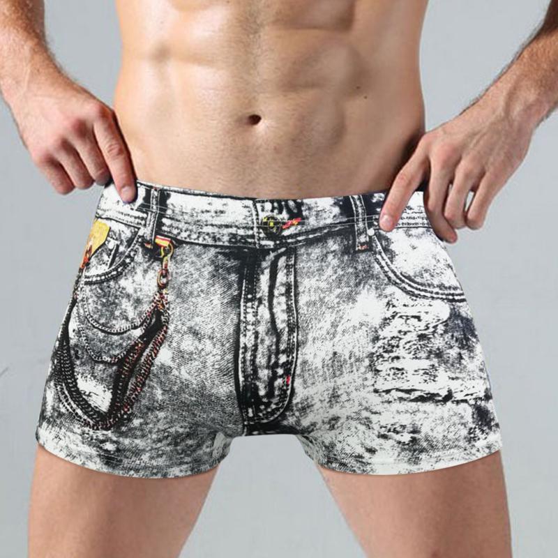 Underpants Men's Underwear Men Boxer Shorts Denim Print Casual Mid Wasite Printed Briefs Cotton Breathable, Black;white
Underpants Men's Underwear Men Boxer Shorts Denim Print Casual Mid Wasite Printed Briefs Cotton Breathable, Black;white