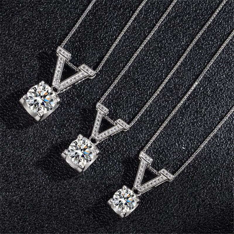 26 Style Sparkling Luxury Jewelry Lover Pendant 925 Sterling Silver Top Sell Round Cut White Topaz CZ Diamond Gemstones Eternity Women Wedding Clavicl