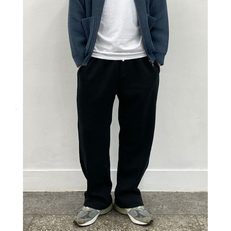 IEFB Loose Straight Casual Pants Men's Drawstring Streetwear Korean Wide Leg Pants Black Grey Elastic Waist Trousers 210524