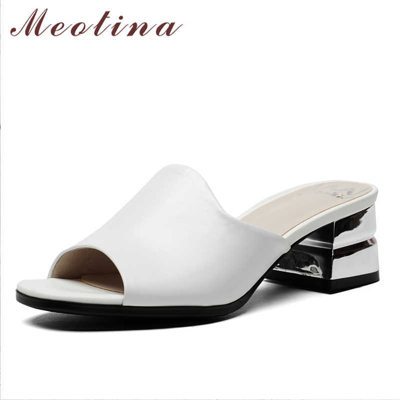 Meotina Women Shoes Natural Genuine Leather High Heels Slippers Square Toe Peep Toe Slides Square Heel Summer Lady Sandals 210608, White
Meotina Women Shoes Natural Genuine Leather High Heels Slippers Square Toe Peep Toe Slides Square Heel Summer Lady Sandals 210608, White