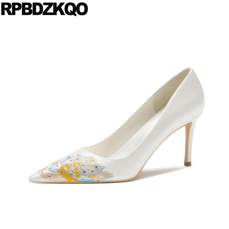 Dress Shoes Women Rhinestone Embroidered High Heels Pointed Toe Pumps Girls Embroidery Bridesmaid Handmade White Satin Wedding Ivory, Black
Dress Shoes Women Rhinestone Embroidered High Heels Pointed Toe Pumps Girls Embroidery Bridesmaid Handmade White Satin Wedding Ivory, Black