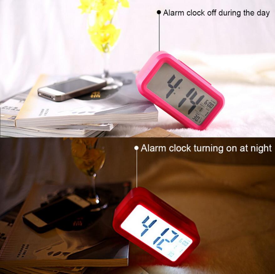LED Digital Electronic Smart te Backlight Display Temperature & Calendar Snooze Function Alarm Clock RRD6922 Free shipping