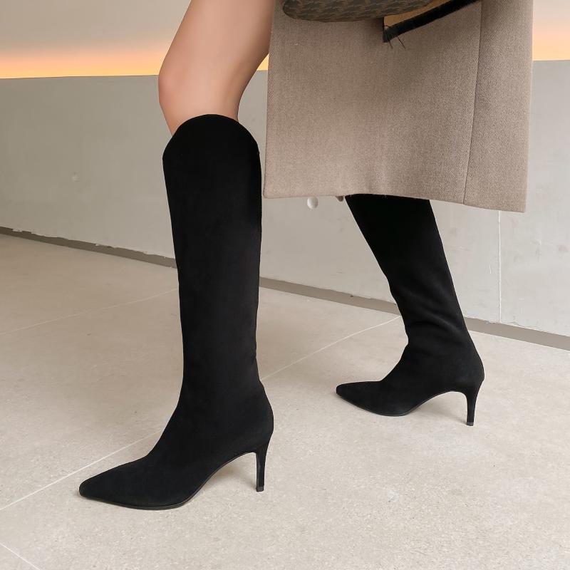 Boots Arden Furtado 2021 Autumn Winter Fashion Pointed Head Genuine Leather Stilettos Heels Knee High Ladies