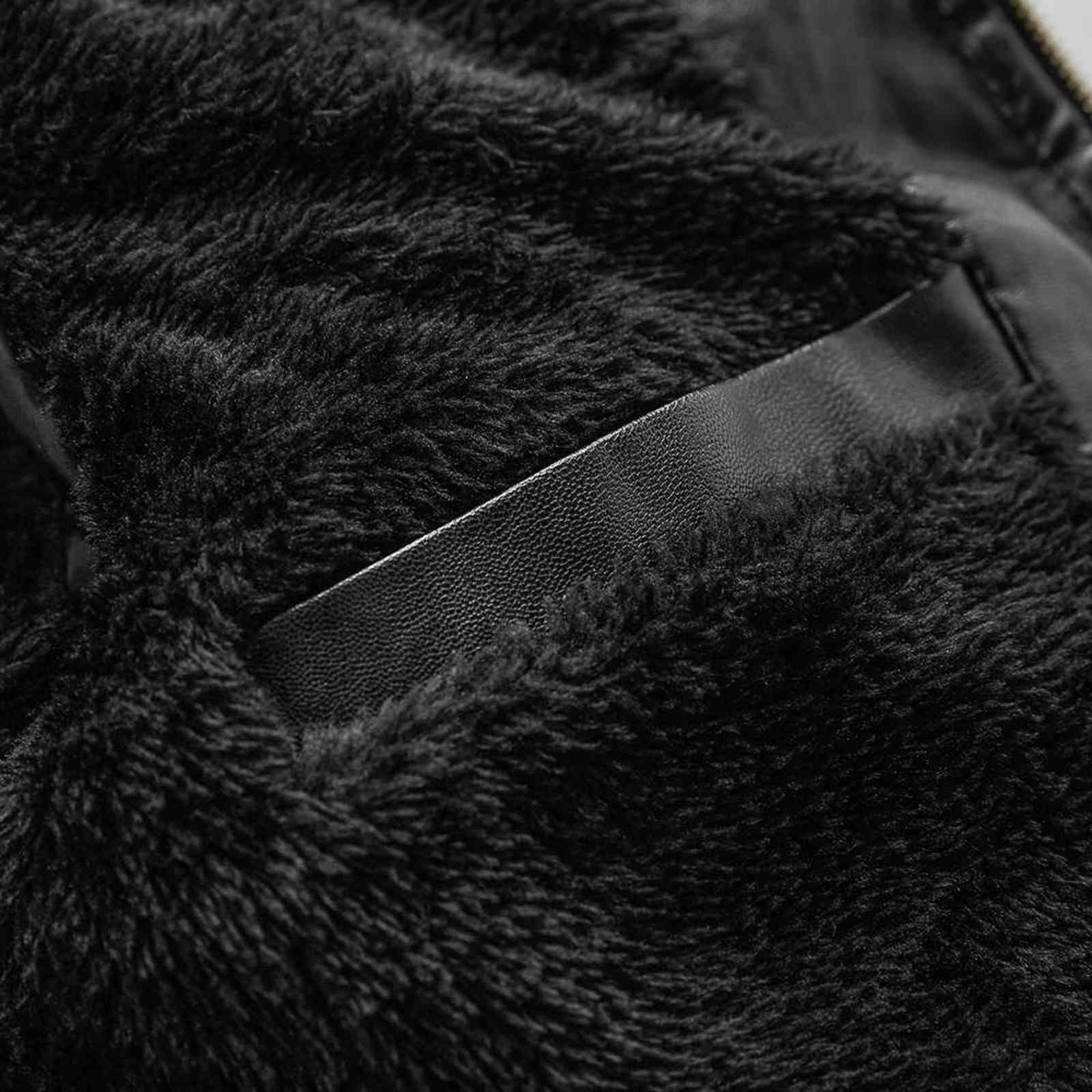 Autumn/Winter Men's Jacket Zip Trim Leather Jacket Men Padded Warmth Men's Coat Casual Stand Collar Men's Biker Jacket KH08 211111