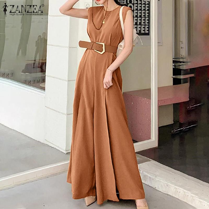 Women Summer Sleeveless Jumpsuit 2021 ZANZEA Elegant Belted Split Wide Leg Rompers Solid Casual Work Bodysuit Pantalon Trousers, Orange
Women Summer Sleeveless Jumpsuit 2021 ZANZEA Elegant Belted Split Wide Leg Rompers Solid Casual Work Bodysuit Pantalon Trousers, Orange