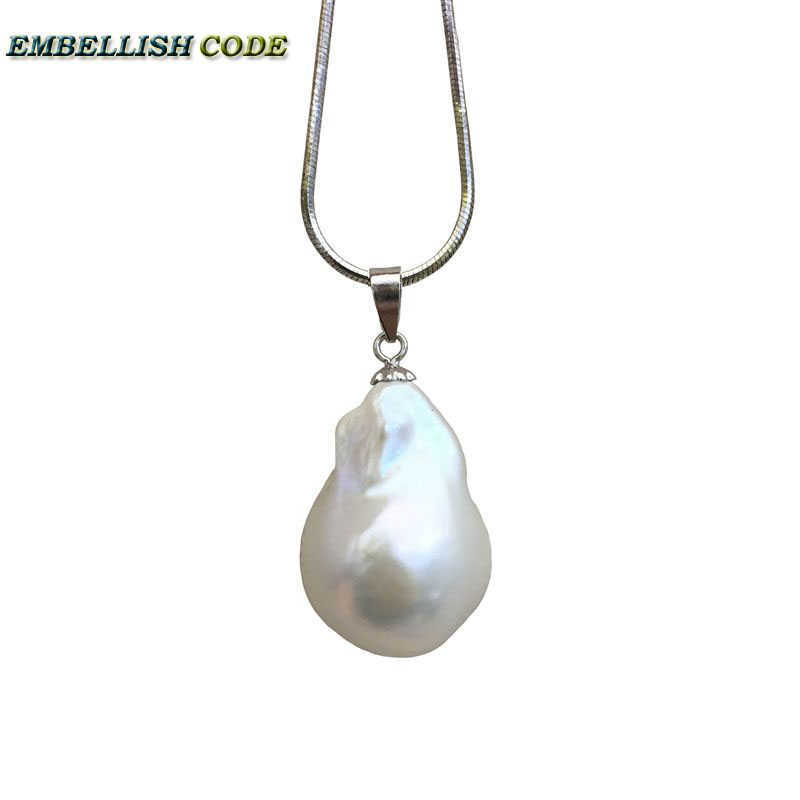 Simple style baroque pearl pendant necklace nucleated flameball shape white color snake chain 16'' 18''
Simple style baroque pearl pendant necklace nucleated flameball shape white color snake chain 16'' 18''