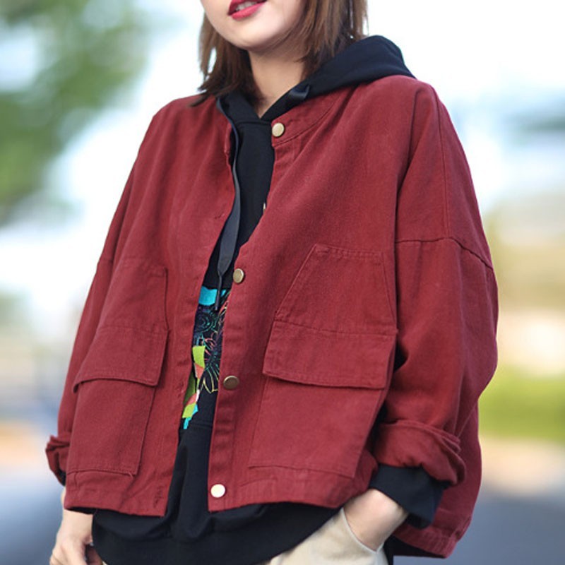 Johnature Autumn Korean Style Pocket Single Breasted Long Sleeve Coat Loose Leisure Solid Color All-match Women Jacket 210521, Red
Johnature Autumn Korean Style Pocket Single Breasted Long Sleeve Coat Loose Leisure Solid Color All-match Women Jacket 210521, Red