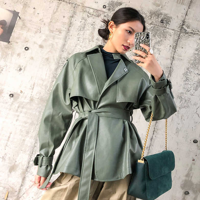 Designer PU Leather Jacket Women Faux Belt Coat Casual Female Streetwear Outwear Jackets High Quality 210608, Yellow
Designer PU Leather Jacket Women Faux Belt Coat Casual Female Streetwear Outwear Jackets High Quality 210608, Yellow
