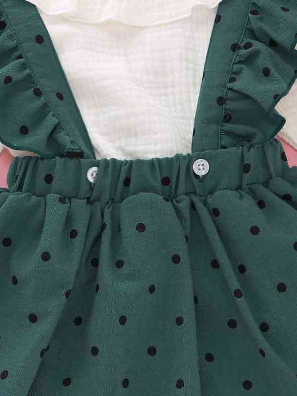 Baby Girl Ruffle Rib-knit Romper With Polka Dot Skirt SHE