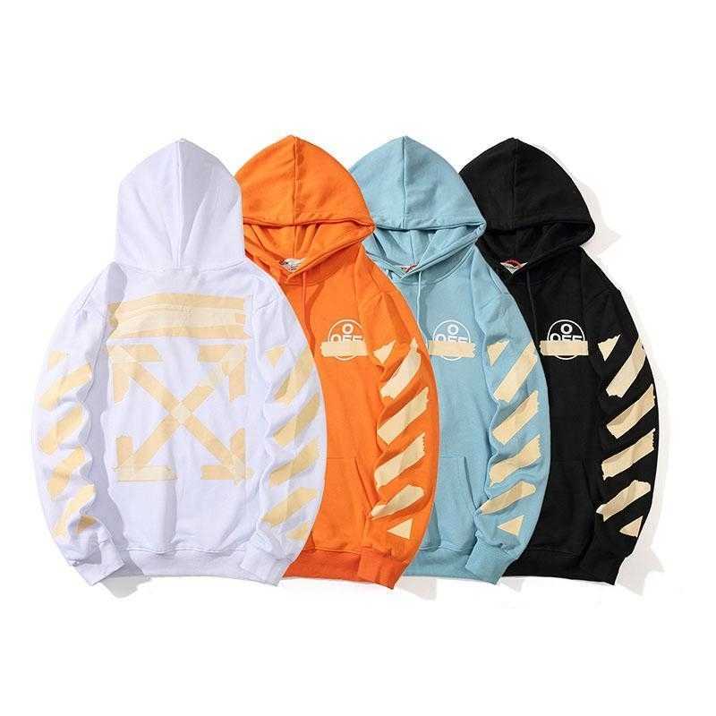 Off fashion br white gold tape arrow hooded sweater for men women in spring and Autumn, Black
Off fashion br white gold tape arrow hooded sweater for men women in spring and Autumn, Black