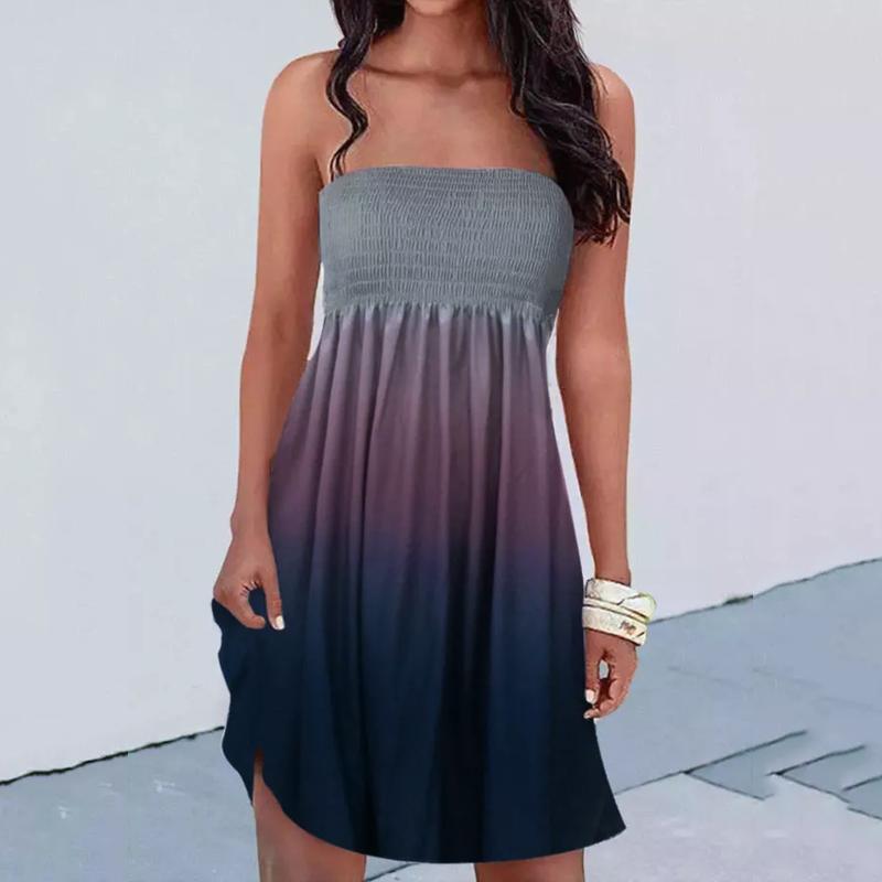 Women' Swimwear Sexy Women Summer Dresses Gradient Print Off Shoulder Party Strapless Ruched Wrap Dress A-line Beach Sundress Vestidos, Purple
Women' Swimwear Sexy Women Summer Dresses Gradient Print Off Shoulder Party Strapless Ruched Wrap Dress A-line Beach Sundress Vestidos, Purple