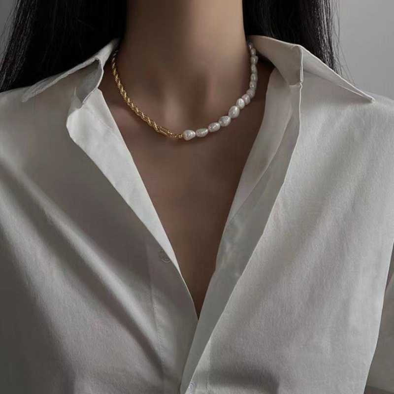 Chains 316L Stainless Steel Retro Geometry Thick Chain Pearl Stitching Pendant Charm Choker Necklace For Women Fashion Fine Jewelry
Chains 316L Stainless Steel Retro Geometry Thick Chain Pearl Stitching Pendant Charm Choker Necklace For Women Fashion Fine Jewelry