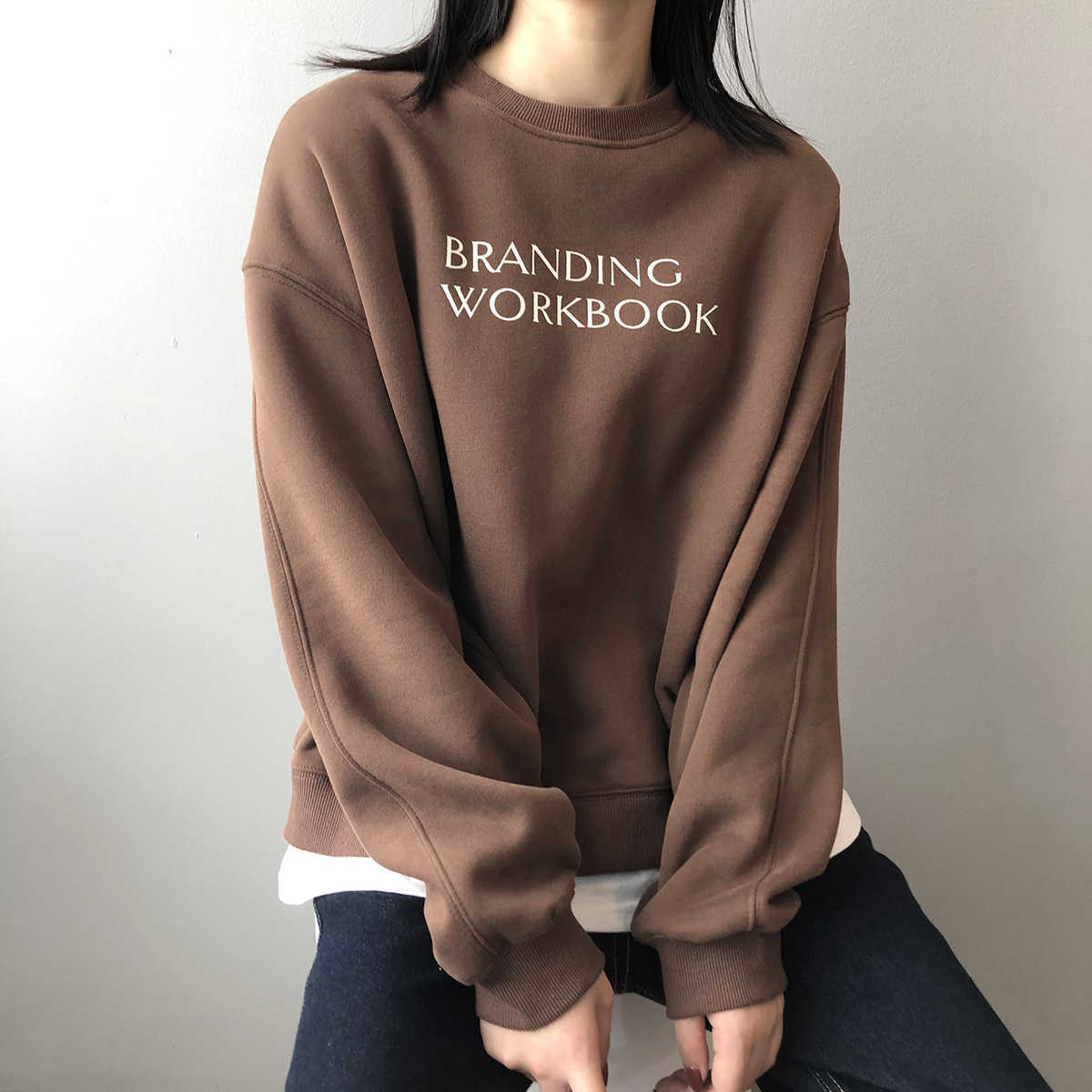 Fake Two-piece fleece Sweatshirt Womens Autumn/winter Korean Loose Pullovers Letter Head-scratching Velvet Top Female 210607, Pickle green
Fake Two-piece fleece Sweatshirt Womens Autumn/winter Korean Loose Pullovers Letter Head-scratching Velvet Top Female 210607, Pickle green