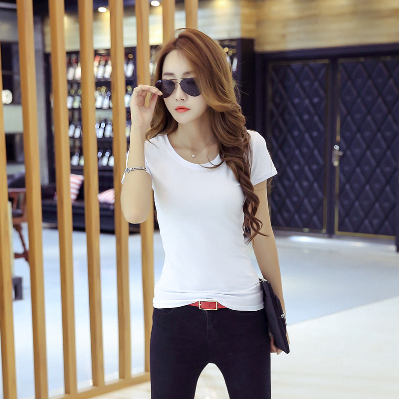 Sweet Beauty Short Sleeve V-Neck T-Shirt Versatile Summer Lady Korean Version Women's Wear Tight Fitting Self Cultivation Show Thin Sexy Trend