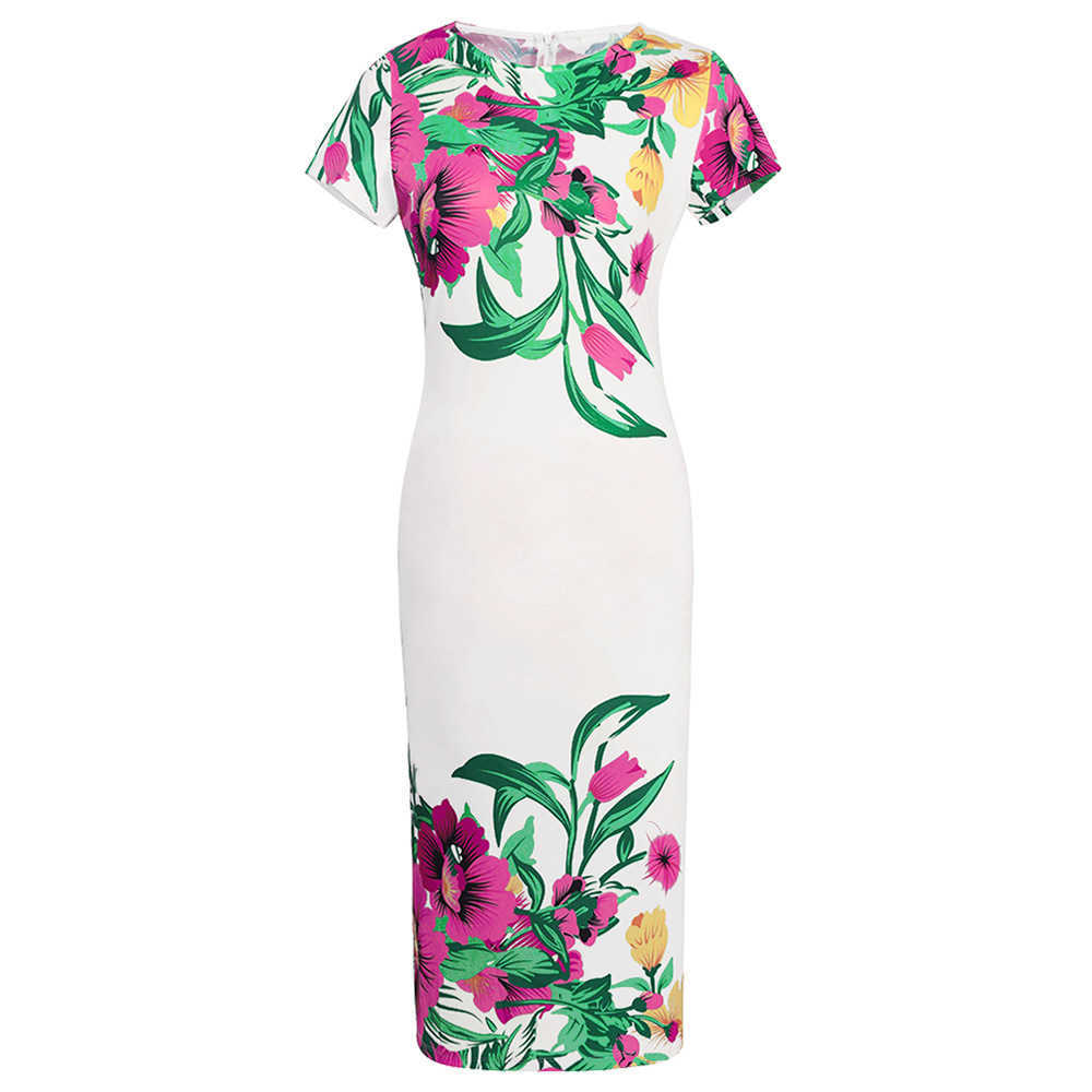 VANOVICH European Fashion Women Dress Temperament Spring and Summer Plus Size Short Sleeve Print Clothing 210615