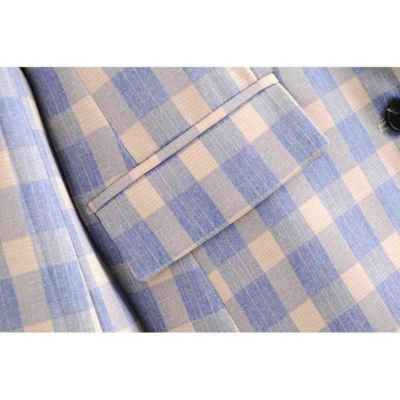 vintage women elegant plaid blazers fashion ladies patchwork jacket suits casual female loose suit girls chic jackets 210430
