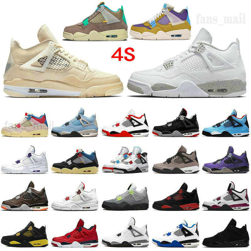 

2021 New Release Union Guava Ice Jumpman 4s Basketball Shoes 4 White Cement Oreo Black Cat Fire Red Bred Sail Taupe Haze Neon University Blue Shimmer Lightning Sneaker, Item42 rush violet 40-47