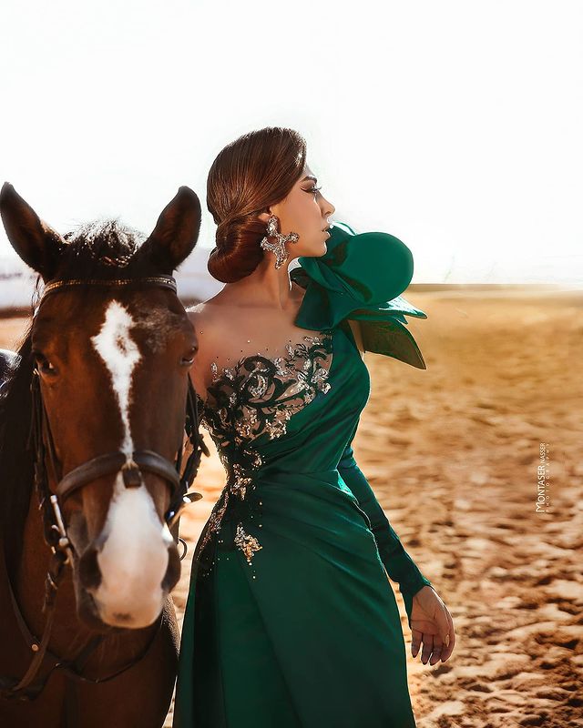 Plus Size Arabic Aso Ebi Green Mermaid Lace Prom Dresses Beaded Sheer Neck High Split Evening Formal Party Second Reception Gowns ZJ463