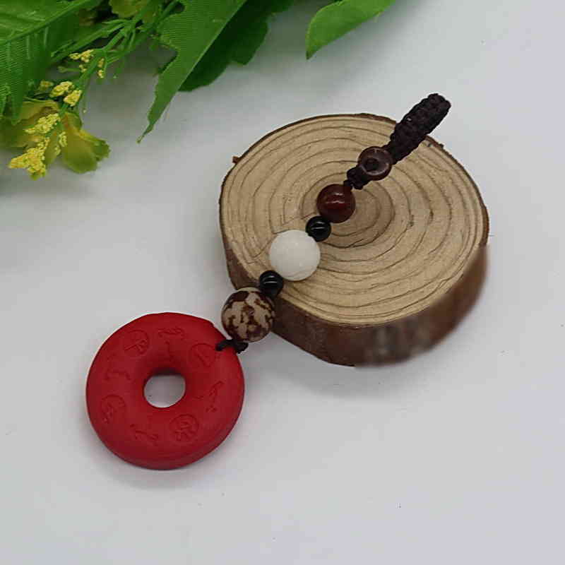 Key Rings Cinnabar Chain Chinese Style Pendant Bag Mobile Phone Accessories High Grade Car Ring 2021