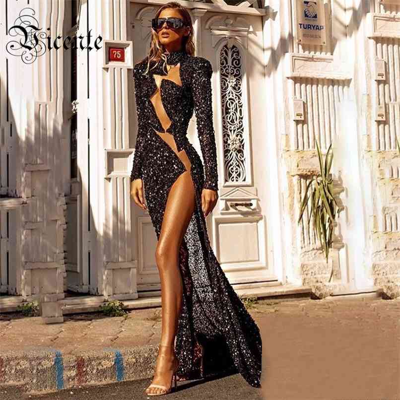 Trendy Black Sequins Long Sleeves Voile Splicing Celebrity Party Club Maxi Dress 210520
Trendy Black Sequins Long Sleeves Voile Splicing Celebrity Party Club Maxi Dress 210520