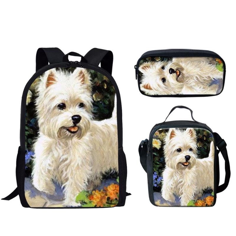 School Bags Type For Child Cute White West Terrier Dog Print 3pcs Set Boy Girls Book Backpacks Rucksack
School Bags Type For Child Cute White West Terrier Dog Print 3pcs Set Boy Girls Book Backpacks Rucksack