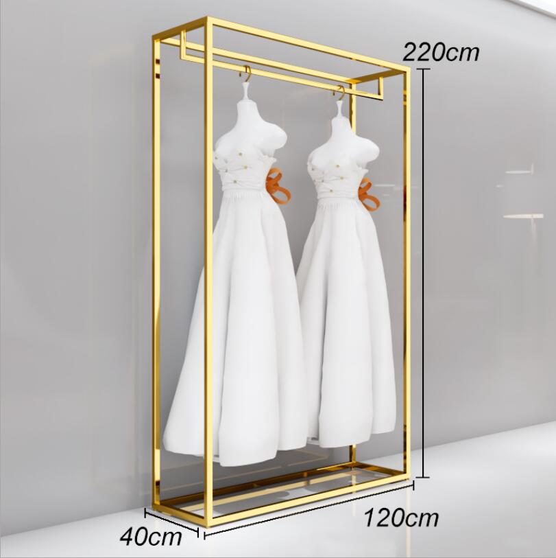 Wedding dress rack high grade display frame Commercial Furniture floor type gold special studio dresses shelf iron clothing store clothes racks