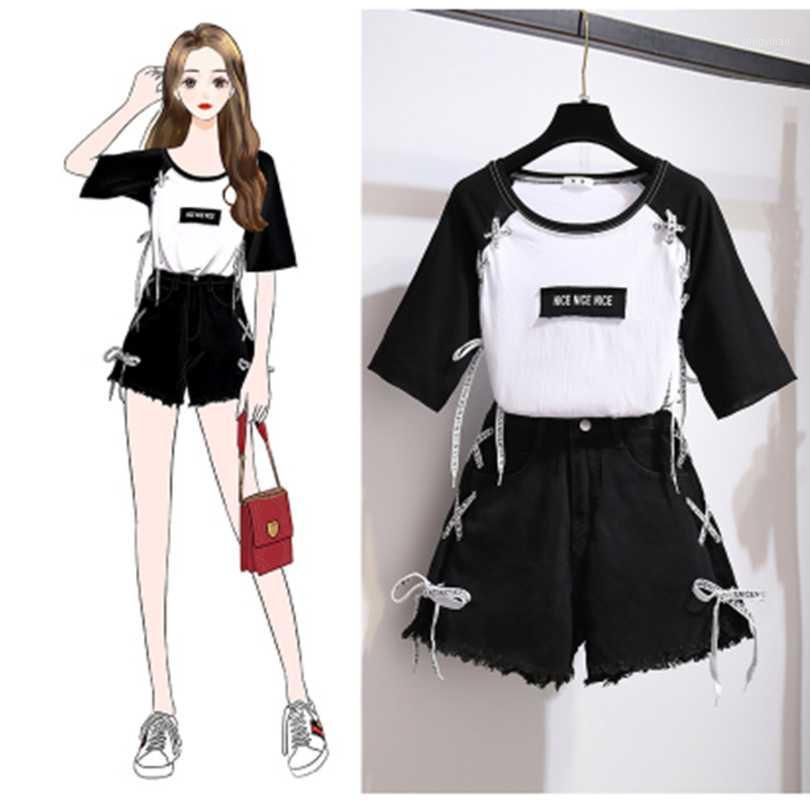 Printed Letters Women Fashion T-Shirt Tops + Denim Shorts 2 Pieces Sets 2021 Est Summer Women' Lacing Jeans Short Pants Suit Tracksuits, 1pcs tops
Printed Letters Women Fashion T-Shirt Tops + Denim Shorts 2 Pieces Sets 2021 Est Summer Women' Lacing Jeans Short Pants Suit Tracksuits, 1pcs tops