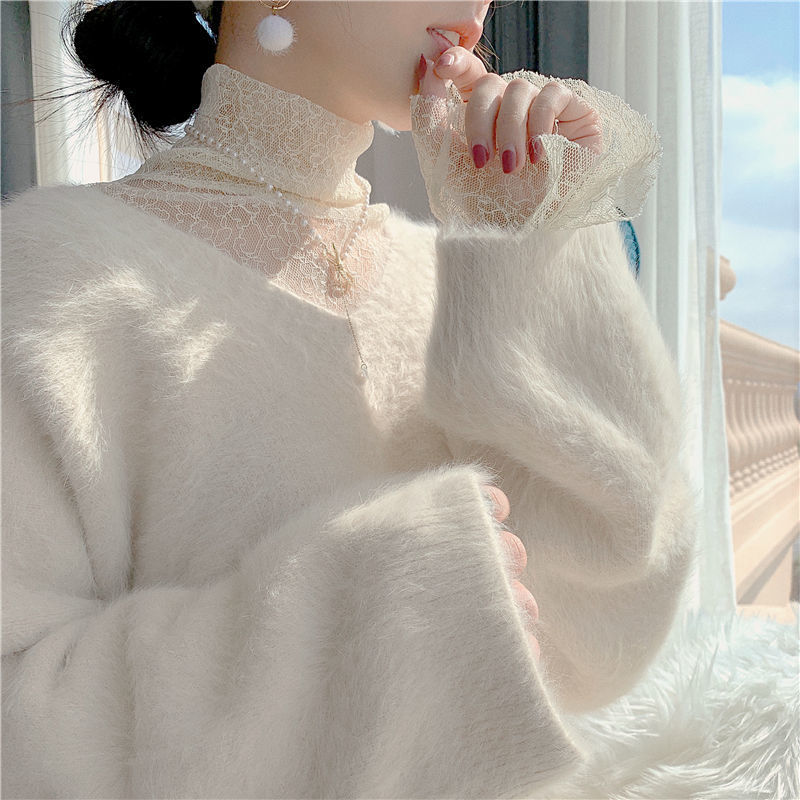 Fleece Sweater Women Winter Warm Thick Sweet Pullover Female Loose Japanese Kawaii Korean Tops 210510