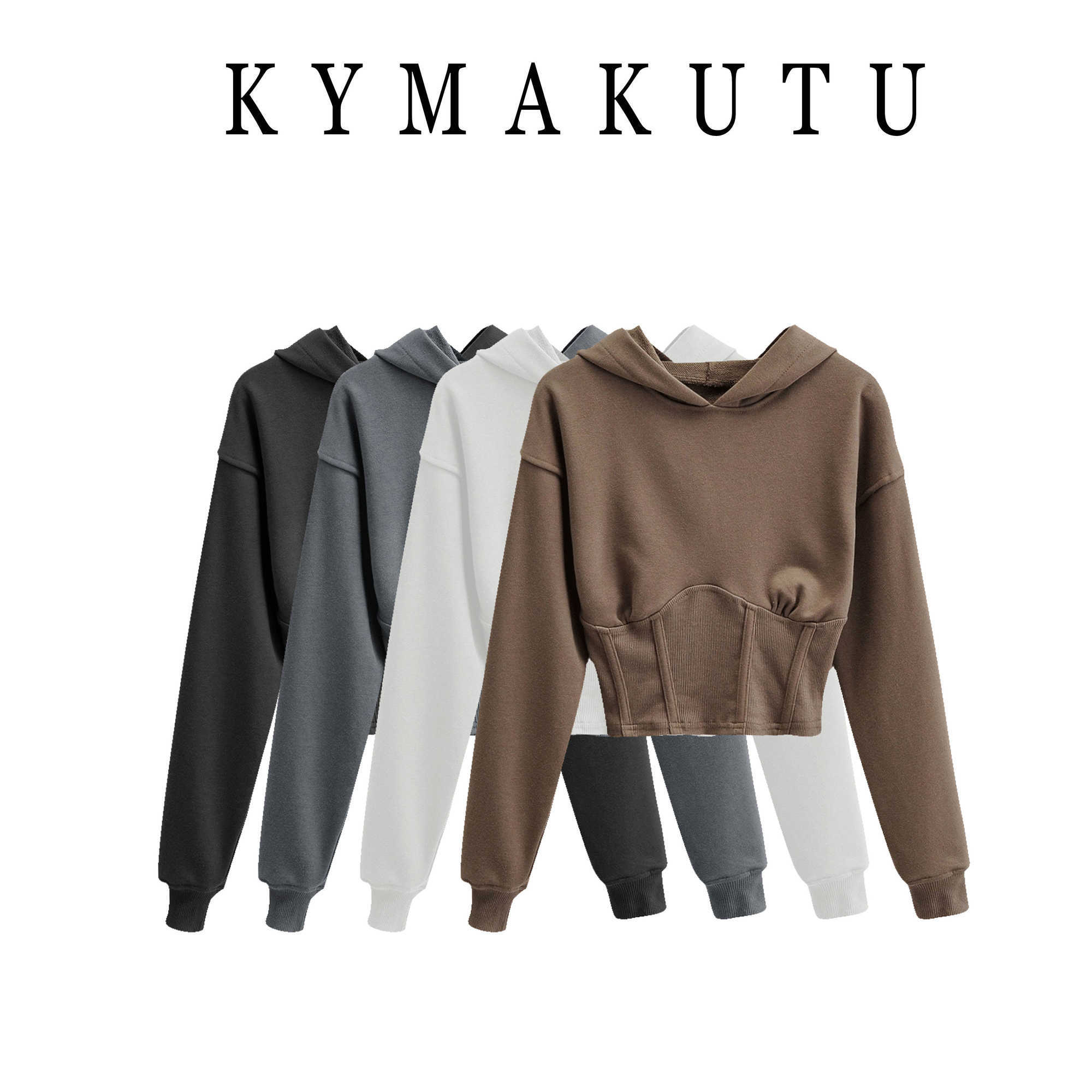 Spring Summer Streetwear Short Sweatshirt Women's Slim Waist Pullover Hoodies 210615