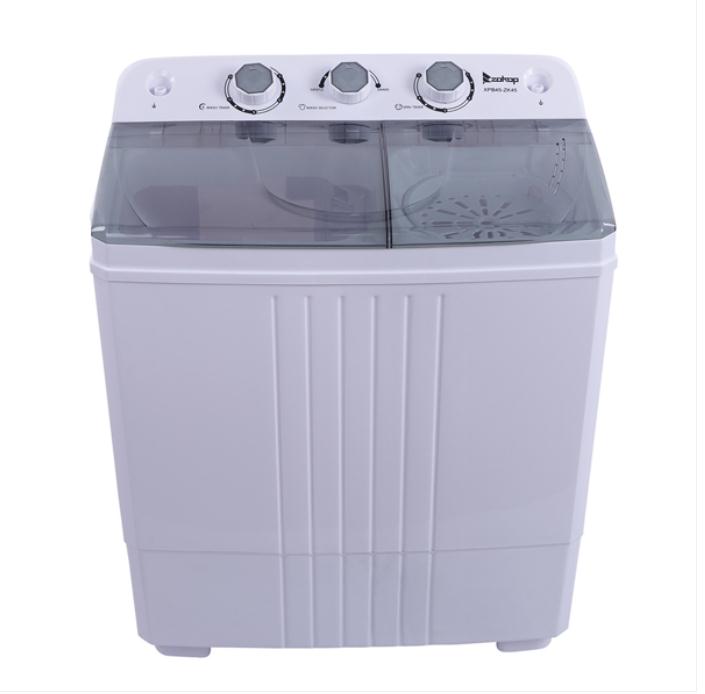Laundry Products Compact Twin Tub with Built-in Drain Pump XPB45-ZK45 16.5(9.9 6.6)lb Semi-automatic Cover Washing Machine Gray