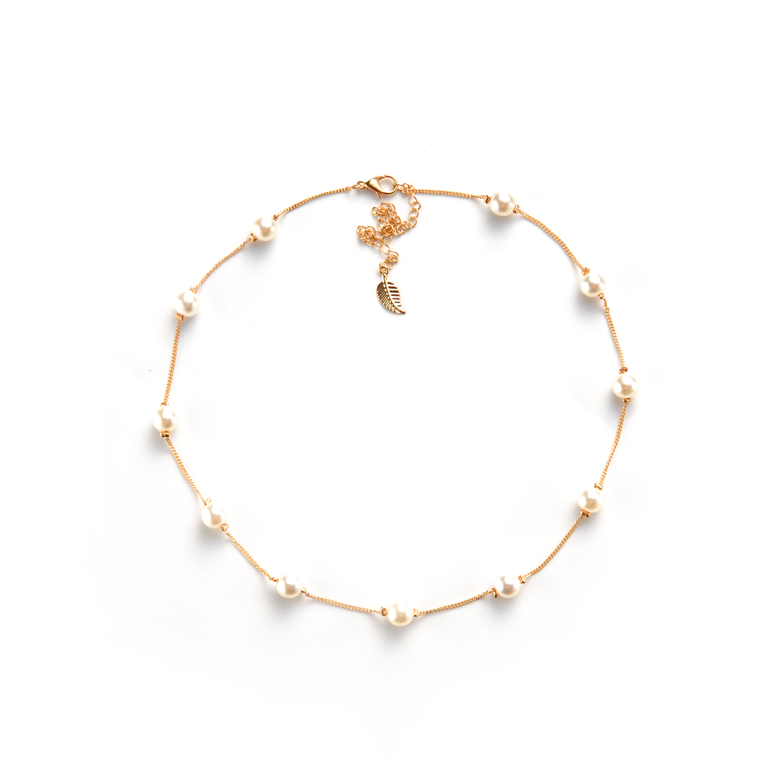 Pearl Choker Dainty Adjustable Necklace 18K Gold Plated Cultured Barque Pearls Tiny Chain Delicate Mother's Valentine Jewelry
