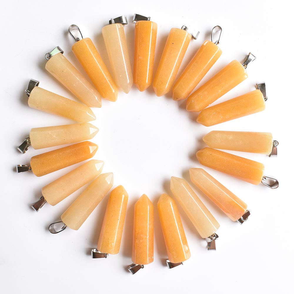 Natural Stone Hexagon Prism Charms opal Rose Quartz Tiger's Eye turquoise stone Pendants Crystal Pendants Clear Gem Stone fit necklace making ass