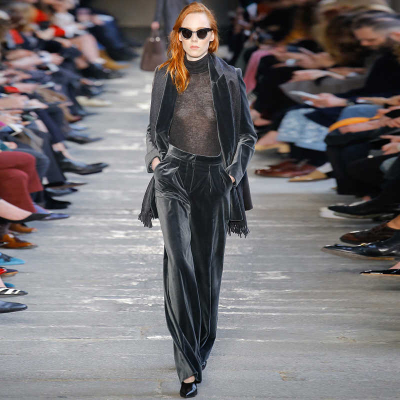 Women Runway Designer Autumn Winter Double-breasted Velvet Turn Down Collar Blazer coat+Office OL Lady Wide Leg Pants Set 210526, Gray
Women Runway Designer Autumn Winter Double-breasted Velvet Turn Down Collar Blazer coat+Office OL Lady Wide Leg Pants Set 210526, Gray