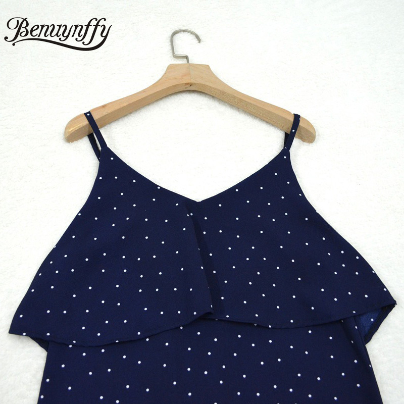 V-neck Ruffle Beach Spaghetti Strap Dresses Women Sexy Backless Sleeveless Polka Dot Mini Dress Summer Clothes 210510