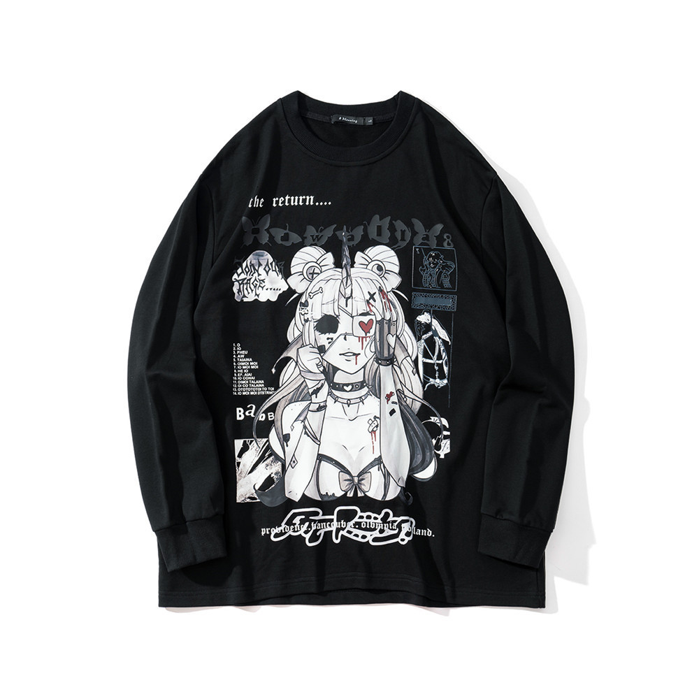 Sweatshirts Mourning cartoon character printed sweater mens high street fashion brand loose long sleeve BF lazy round neck Pullover Hoodie, White
Sweatshirts Mourning cartoon character printed sweater mens high street fashion brand loose long sleeve BF lazy round neck Pullover Hoodie, White