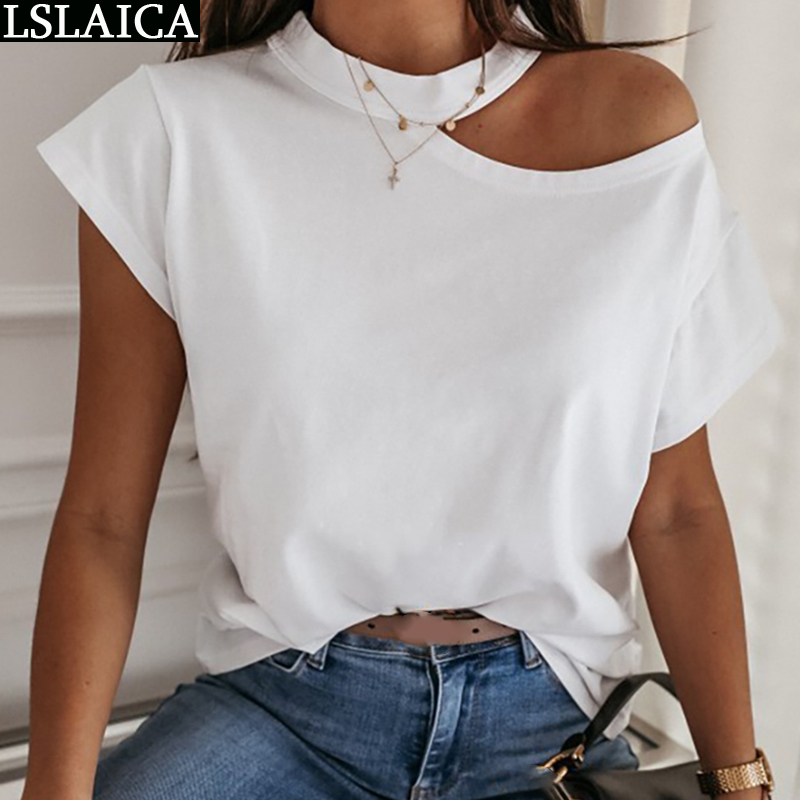 tshirt short sleeve solid color loose stand collar summer women clothes polyester casual off the shoulder woman top crop 210520, White
tshirt short sleeve solid color loose stand collar summer women clothes polyester casual off the shoulder woman top crop 210520, White