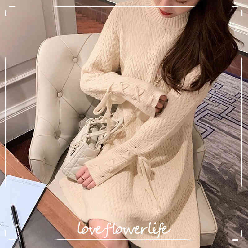 Winter Knit Dress Korean Casual Long Sleeve Elegant Mini Dress Women Lace-up Sweet Office Sweater Dress Spring 210521, Beige
Winter Knit Dress Korean Casual Long Sleeve Elegant Mini Dress Women Lace-up Sweet Office Sweater Dress Spring 210521, Beige