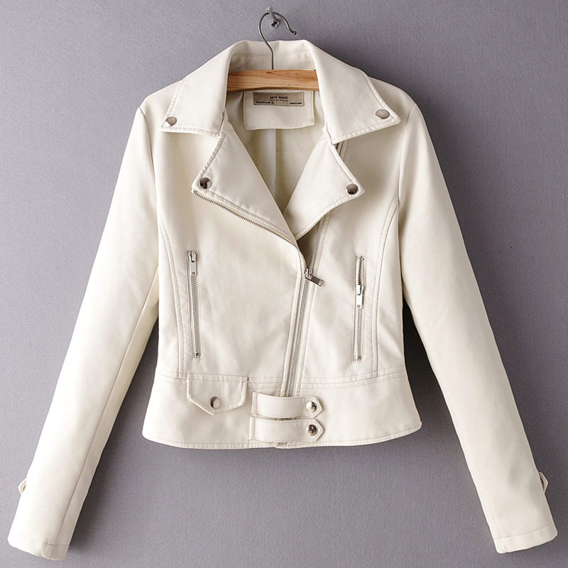 Pink PU Long Sleeve Lapel Zipper Motorcycle Women's Jacket Winter Korean Slim Female Jacket Black Red Top High Street 210507