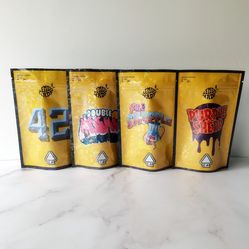 California Bag Lemonade SF 8th 3.5g Pink Snapple 42 Purple Sherb Double Mochi Zipper Mylar Stand Up Pouches Lemon nade Packaging
California Bag Lemonade SF 8th 3.5g Pink Snapple 42 Purple Sherb Double Mochi Zipper Mylar Stand Up Pouches Lemon nade Packaging