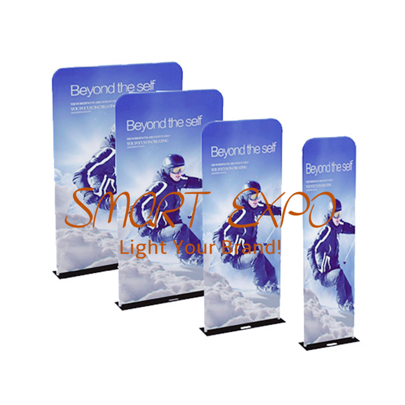 Free-standing Floor Banner Stand Poster Advertising Display Board with Black Steel Plate Base Tension Fabric Graphic Portable Carry Bag