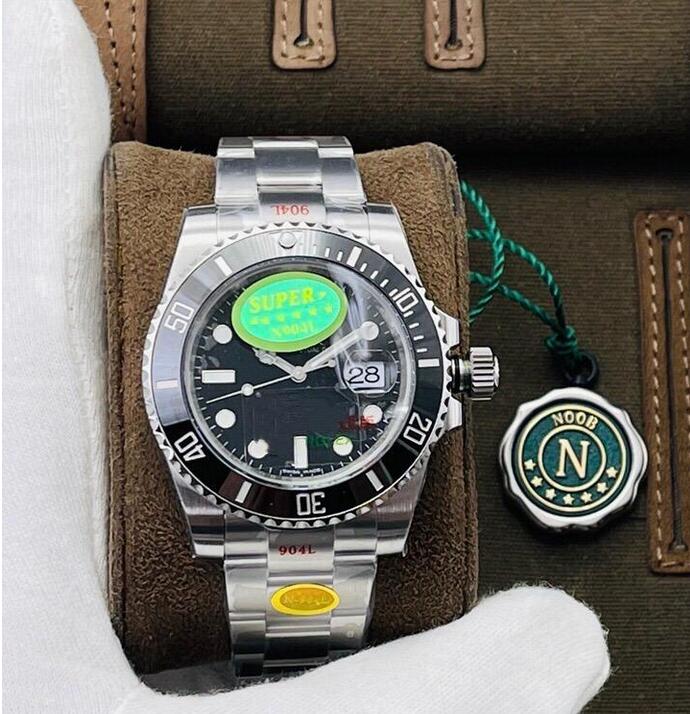 Noob Factory V12 40mm VR3135 Automatic Movement Mens Watch Black Ceramics Bezel And Dial 904L Steel Bracelet Waterproof Sapphire Glasses Men's Watches