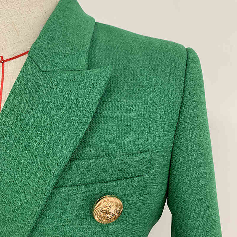 HIGH QUALITY Fashion Runway Designer Blazer Jacket Women's Lion Buttons Double Breasted Woven 211122