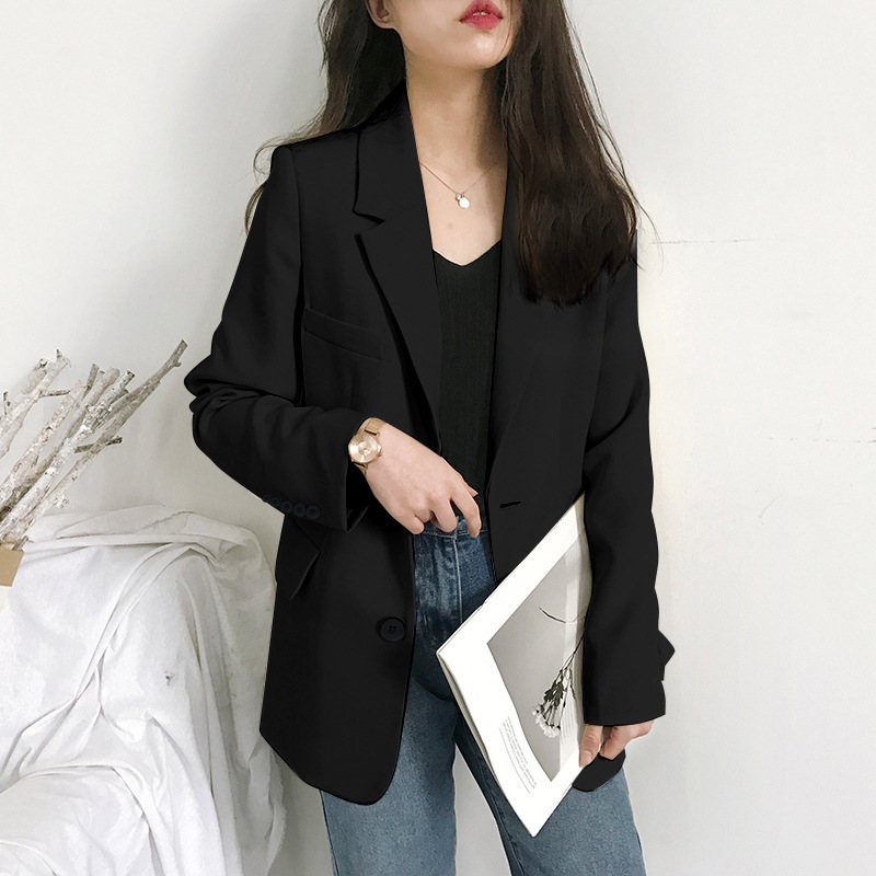 Spring Solid Color Elegant Blazer Women V-neck Jacket Women's Korean Style Loose Long Sleeve Cardigan blazer 210524