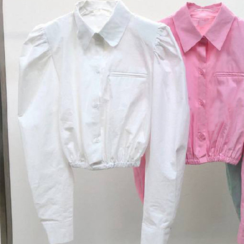 Nomikuma Puff Long Sleeve Shirt Women Korean Short Tops Causal Turn-down Collar Spring New Blusas Mujer De Moda 6G002 210427