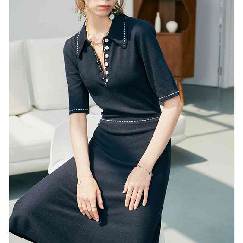 Fashionable Women's Dress Spring Temperament Contrasting Lines Waist Long Wool Knit 210520, Navy blue
Fashionable Women's Dress Spring Temperament Contrasting Lines Waist Long Wool Knit 210520, Navy blue